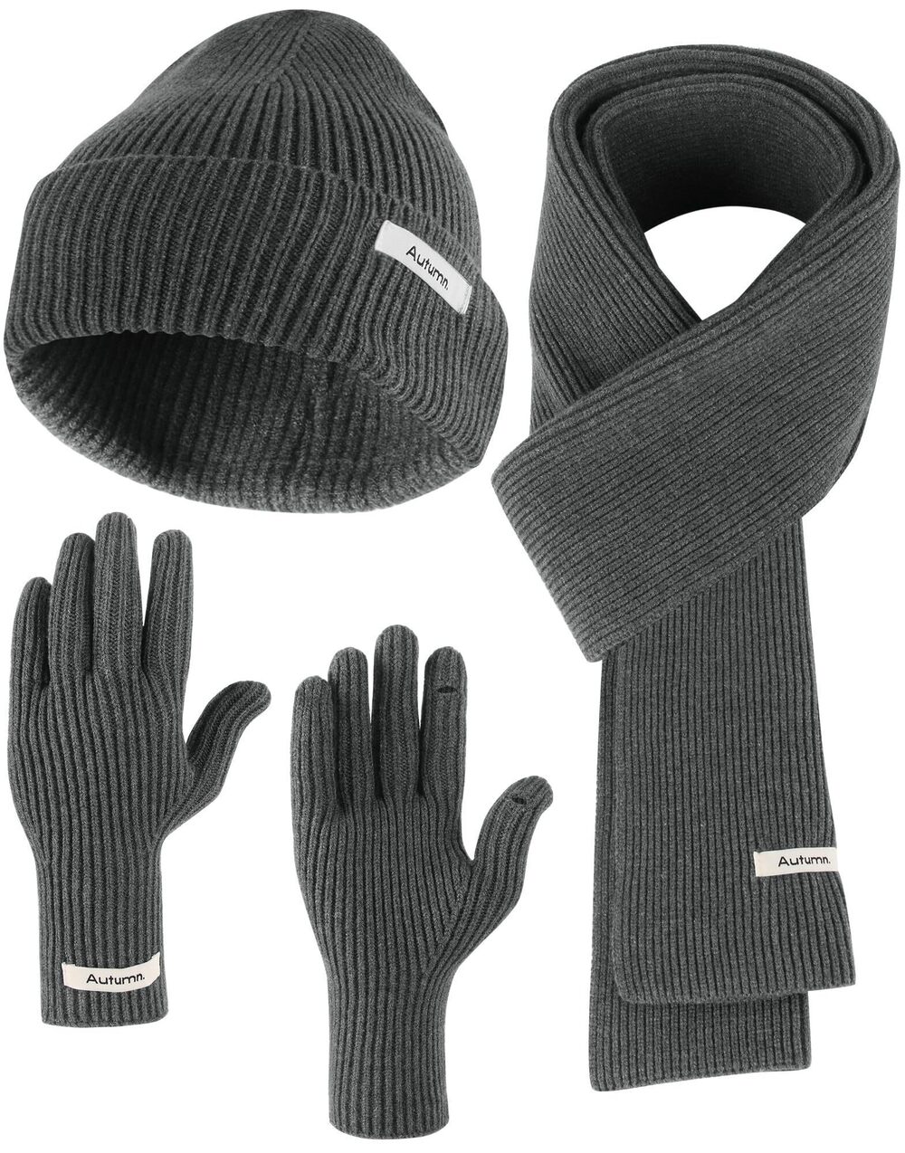 1813 Winter Beanie Hat Scarf Gloves Set Teens Youth Kids, Knit Beanie Long